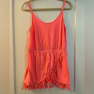 Victorias Secret neon pink fringe beach dress